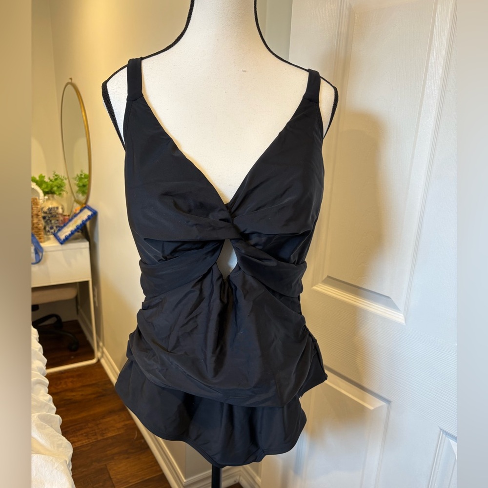 Cupshe Black Ruched Tummy Control One Piece Swimsuit Plus 3X NWT